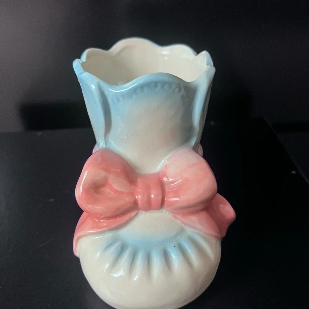 Vintage ceramic baby bootie vase
